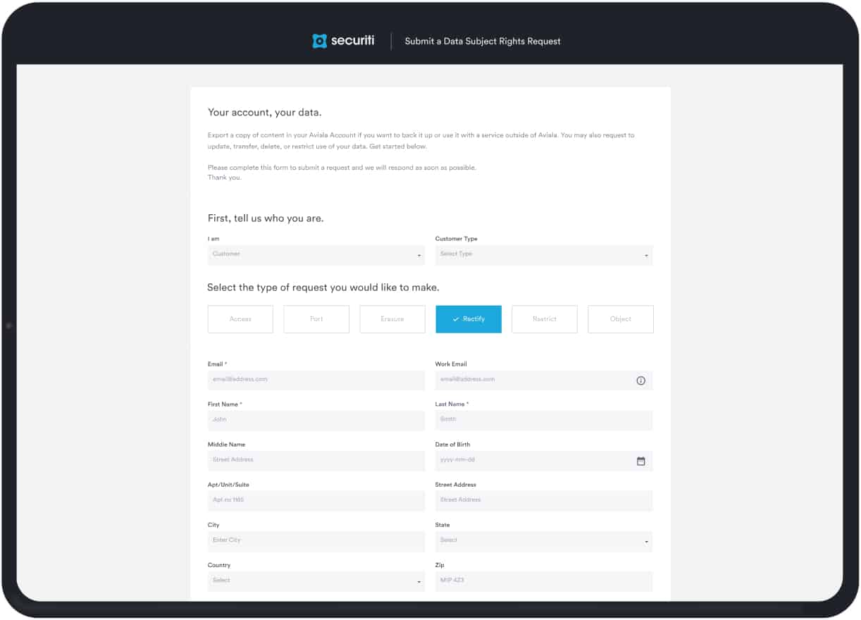 Custom build your data request forms