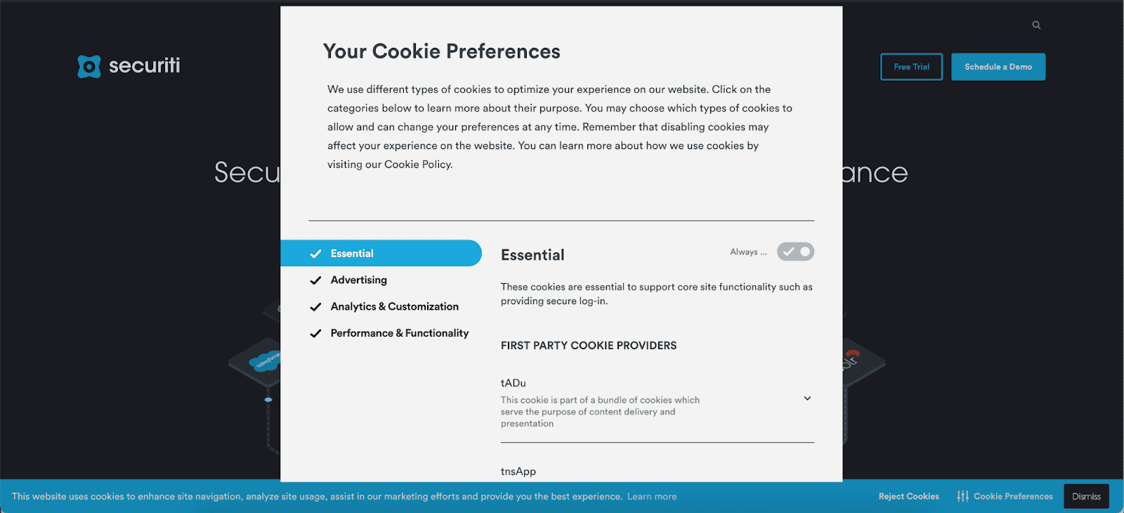 Cookie Consent Preferences Verification