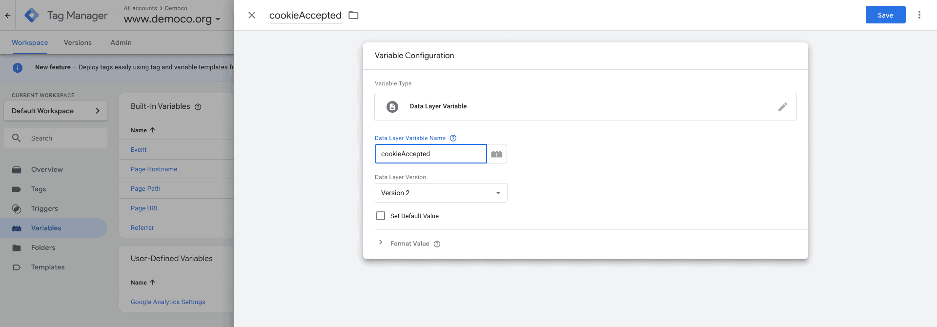 Google Tag Manager CookieAccepted