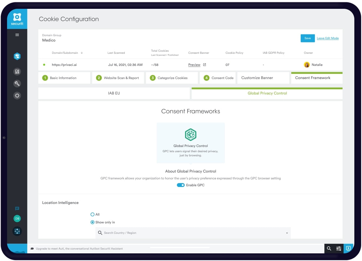 CTDPA Cookie Consent Configuration