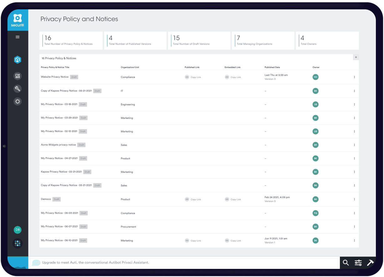 Privacy Notice Management